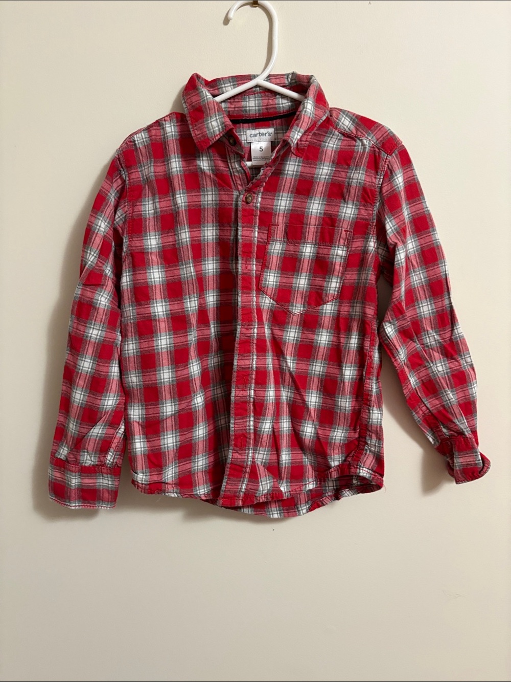 Carter's Red and White Plaid Button-Down Shirt for Kids